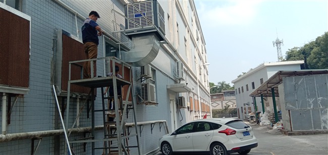 大型厂房降温水帘风机安装
